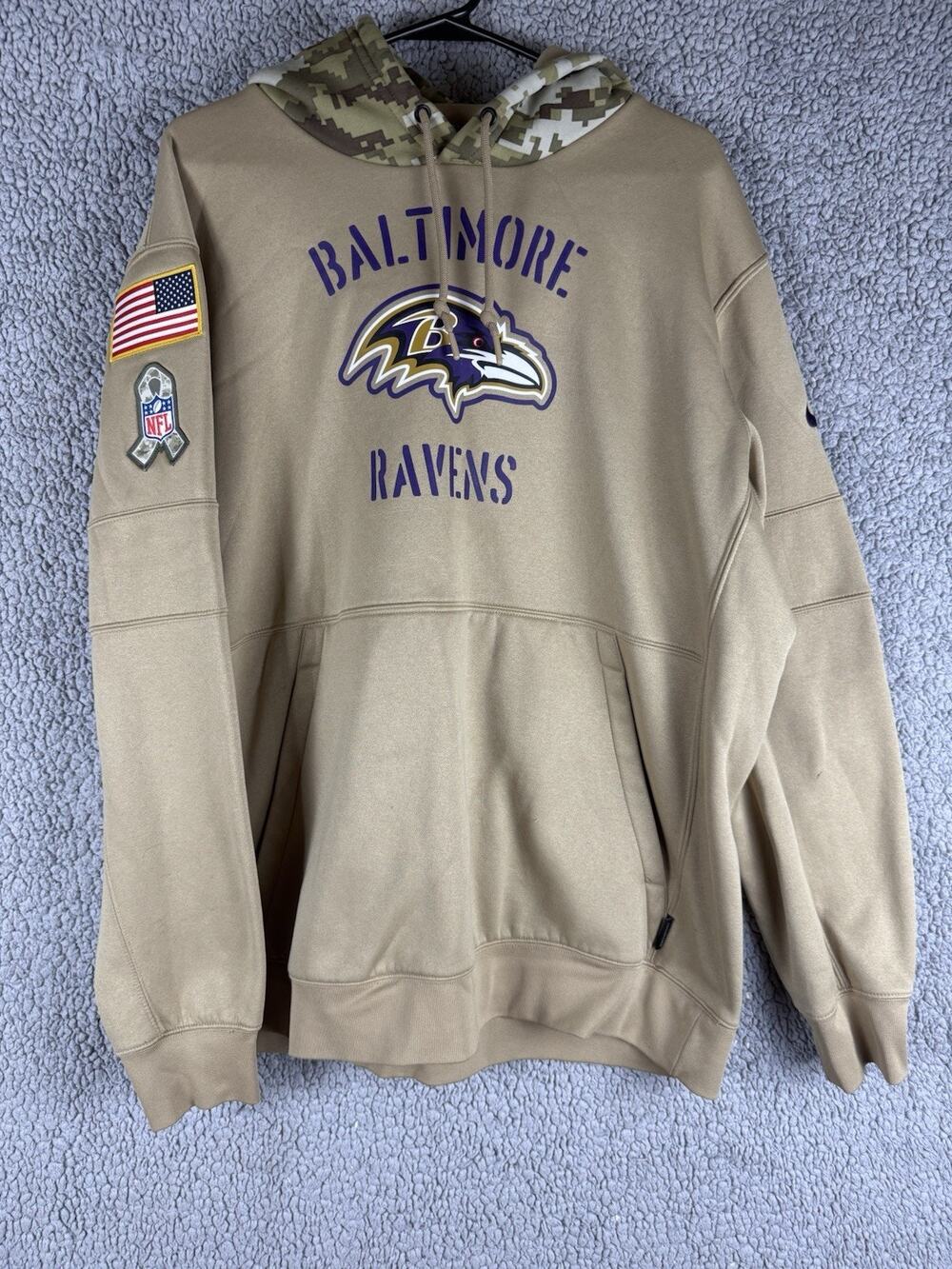 Baltimore Ravens Salute to Service Hoodie Men's XL Tan Camo NFL Nike USA